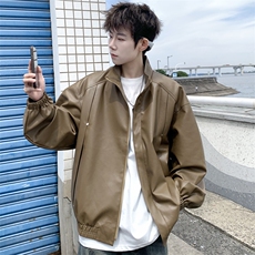 美式翻领皮衣外套复古秋冬款男女休闲机车夹克J5006P95控148，男装皮衣，电商A157