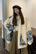 1港风情侣刺绣拼接设计棉衣大码M-5XL夹克棉服外套8706P115控158，男装夹克，星座226-2