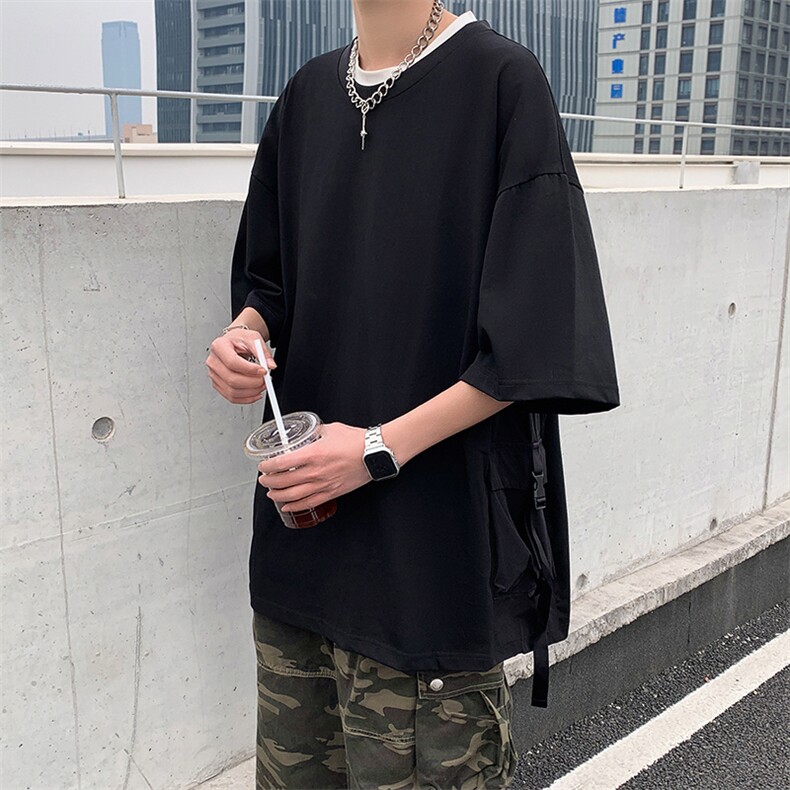 2024夏季设计感棉短袖T恤男夏工装半袖小众潮牌港风男士大码宽松,男装T恤,星座1013