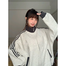 抖音得物高品质美式高街重磅结构设计拼接织带立领卫衣外套CM42，男装卫衣，电商A486