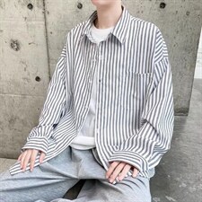 长袖条纹衬衫男港风日系外套K1817P30，男装衬衫，星座1116-2