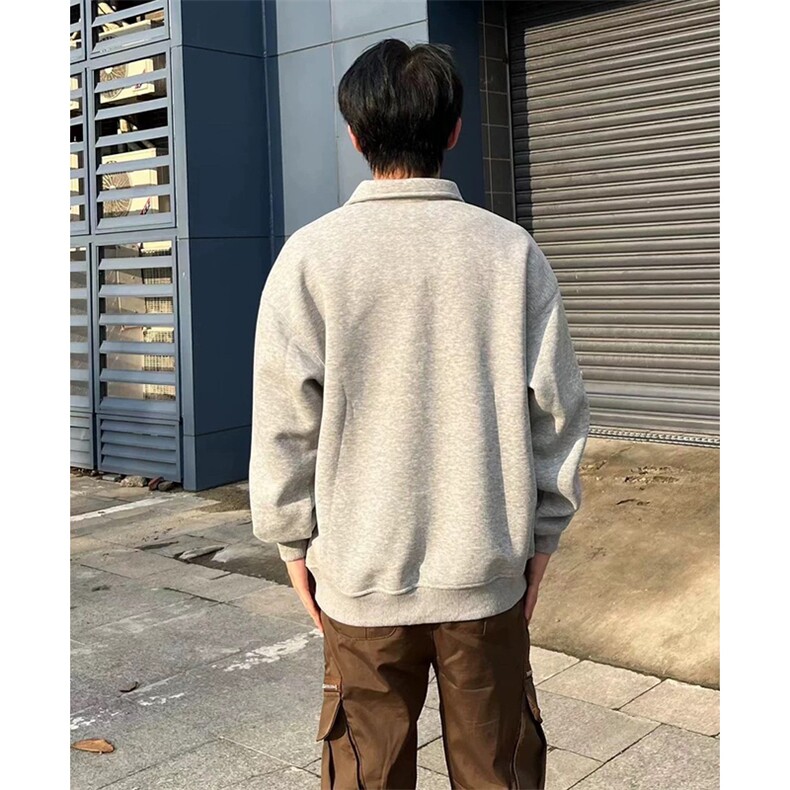 抖音得物高品质二开26春装美式高街结构设计POLO翻领卫衣外套W77,男装Polo衫,电商A486