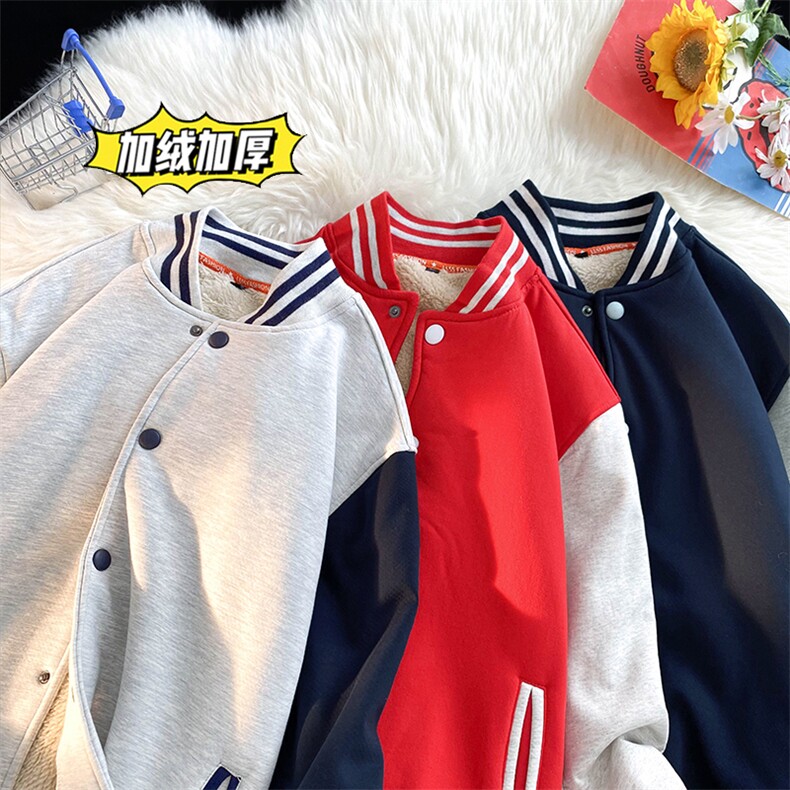 2冬季新款加绒加厚大码宽松棒球服羊羔绒外套男XZ102A-4-300-P65,女装短外套,星座211-2