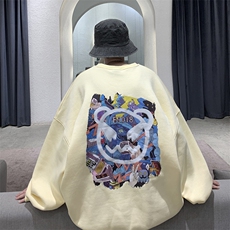 WY320P30限48港风ins大码宽松中性男士百搭创意大码印花卫衣，男装卫衣，电商A089-1