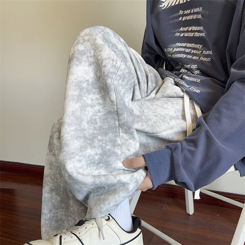 秋季新款休闲裤男宽松扎染直筒裤拖地卫裤 K786-P45 控68图片