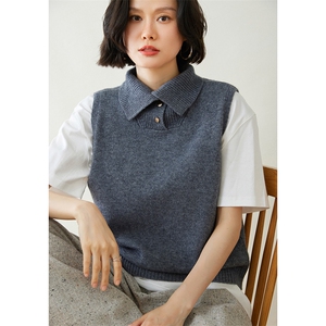 时尚高领羊绒马甲女款简约百搭显瘦无袖背心优雅气质秋冬必备单品图片