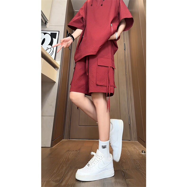 藏青色冰丝速干工装短裤男登山休闲oversize美式5五分裤子夏薄款,男装休闲裤,电商B371
