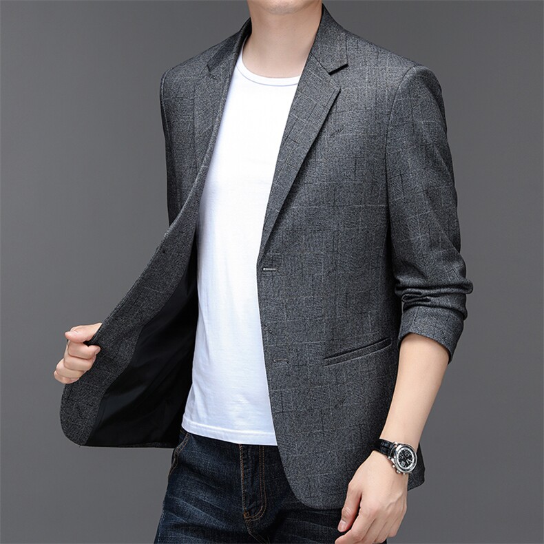 秋季新款西装男弹力针织西服简约外套西服商务休闲小西装单西,男装西服,电商B360