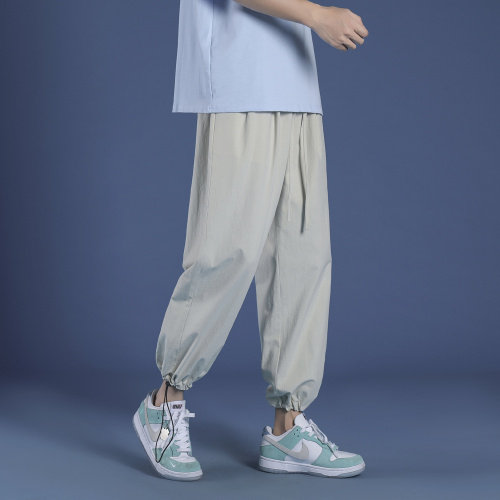 运动裤男宽松束脚潮流夏季休闲薄款八分冰丝裤K680-特批35,男装休闲裤,星座718-1