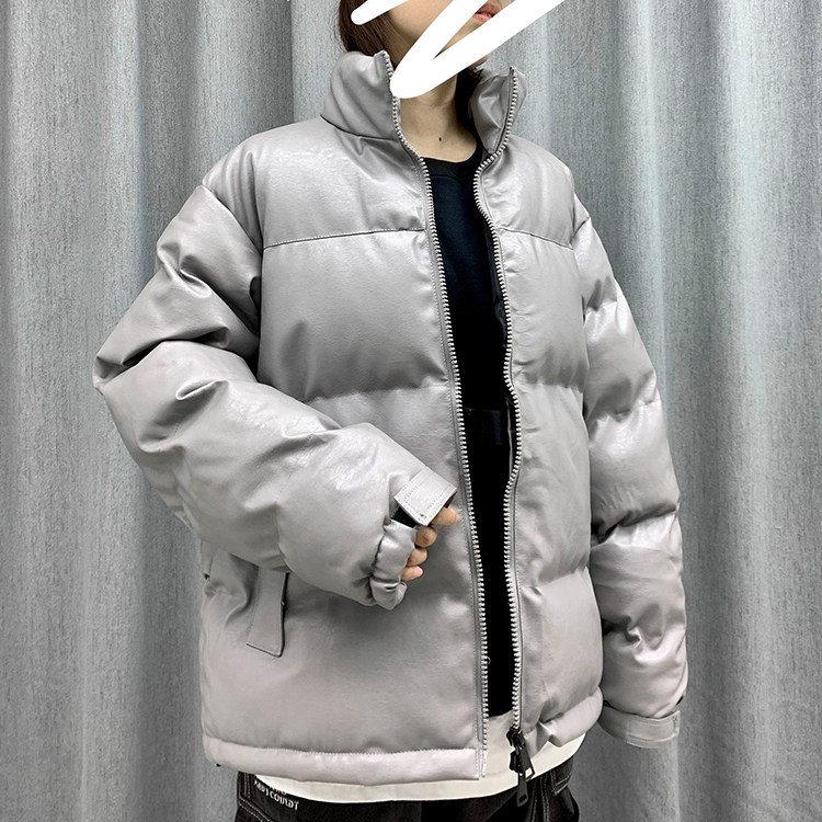 现货主推男女立领棉衣大码宽松情侣PU皮棉袄外套MY02图片