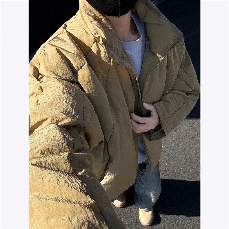 美式立领冬季设计感棉衣外套男装O型褶皱短款棉服2024新款特P95,男装棉衣,电商C306-1