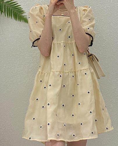 【现货】夏季新款韩版黑边欧纱连衣裙，女装连衣裙，one&two