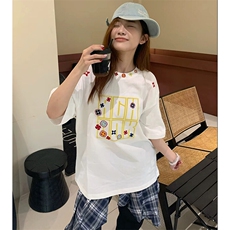 万针全刺绣工艺抖音得物高品质260克重磅纯棉双纱美式高街短袖T恤，男装T恤，电商A486