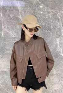 春装新款韩版休闲皮衣图片