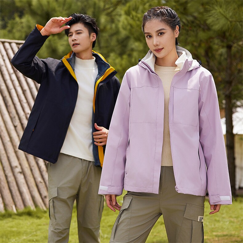 户外春秋季新款冲锋衣男女三合一套装防水透气耐磨防风外套,女装短外套,衫都服饰