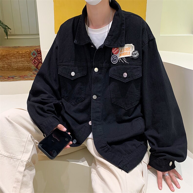 A848-P52 美式复古嘻哈牛仔工装外套男潮牌街头宽松情侣夹克衫图片