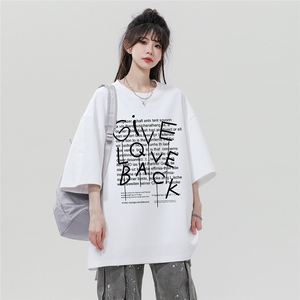 中性 24夏季新款哥特字母风印花圆领短袖T恤 T61127  P25控38图片