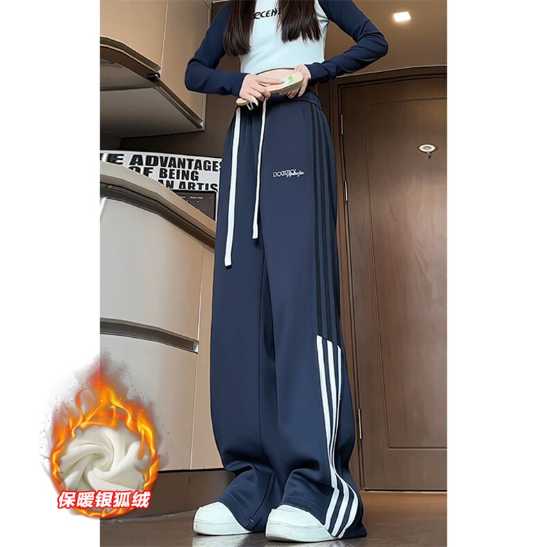 薄款改加绒特批P35无差价冬季银狐绒中性拼接拖地长裤K1694J加绒图片