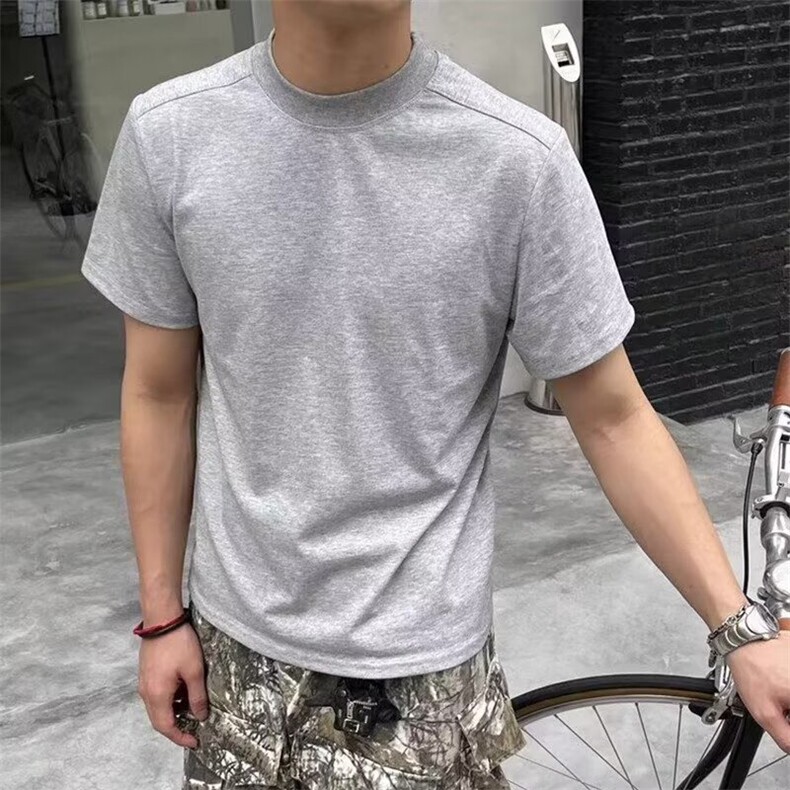 夏日索罗娜凉感正肩纯色高领剪裁休闲舒适T恤男女百搭EA58-P40,男装T恤,星座208-5