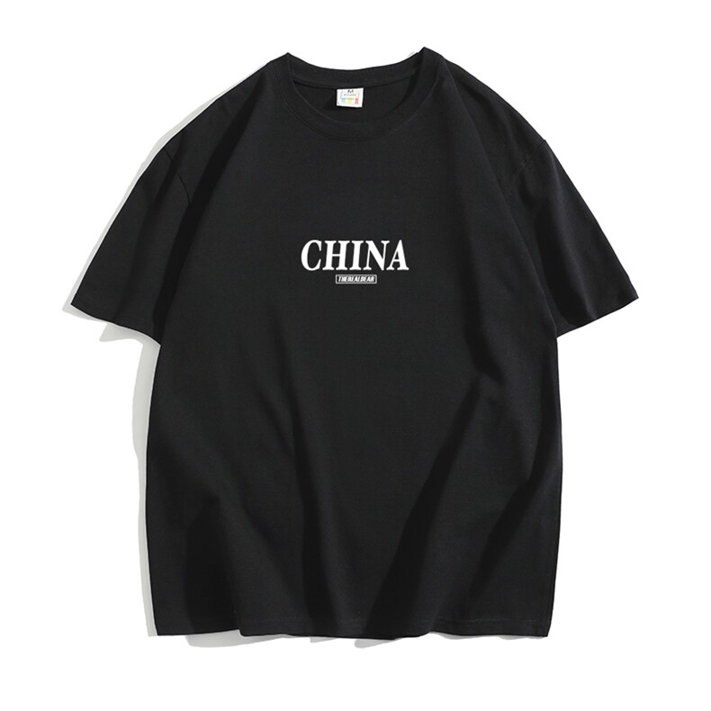 T66大码男女休闲圆领短袖五分半袖宽松T恤字母印花团队服夏装TEE,男装T恤,星座115A-1
