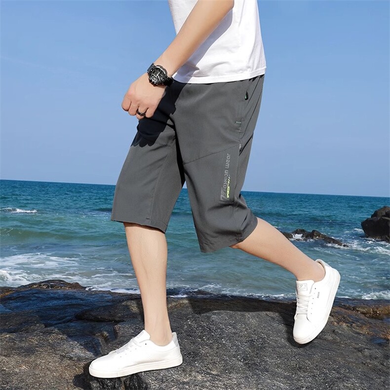 拉链口袋七分裤男夏季冰丝速干短裤休闲运动裤7分K20-310B-1-P20,男装牛仔裤,星座310B-1