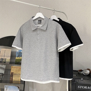 假两件短袖polo领男款设计感翻领上衣时尚百搭简约t恤YW141 P45图片