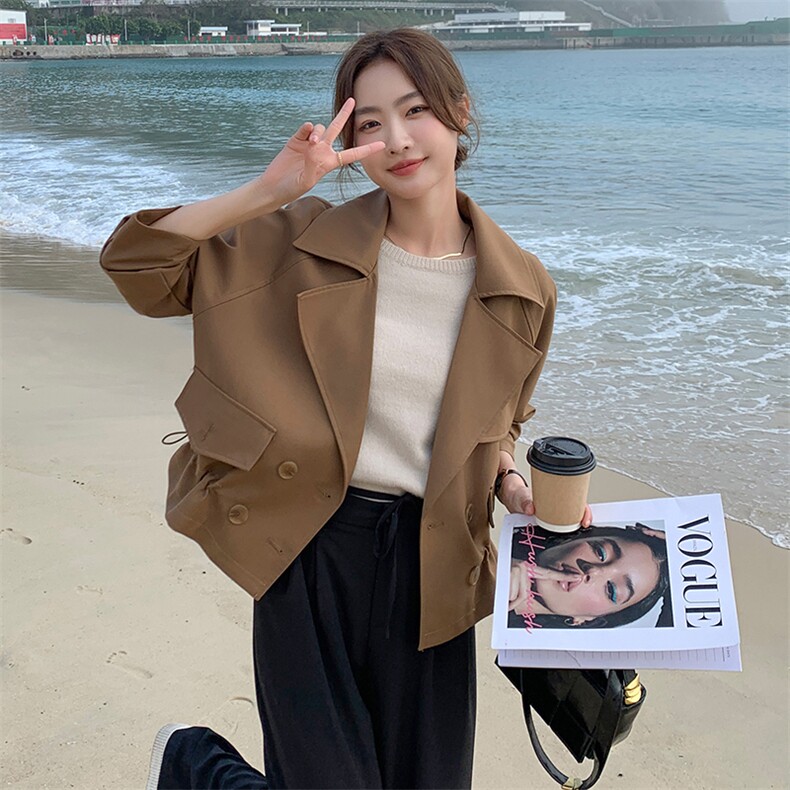 欧货大牌2025春秋新款韩版时尚小个子风衣女短款今年流行短外套潮，女装短外套，姿衣轩