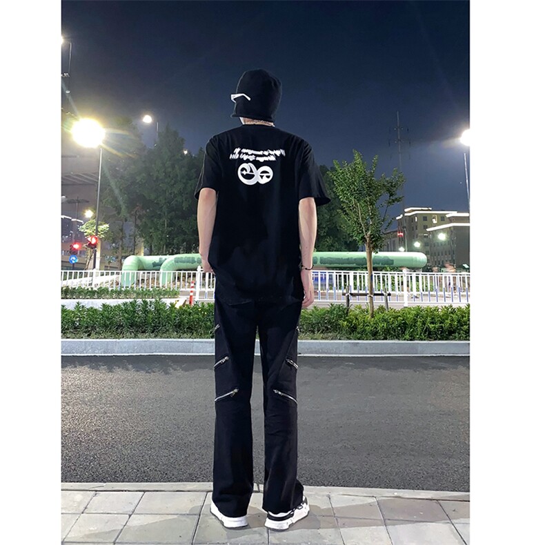 B221美式ins高街暗黑小众个性拉链直筒牛仔裤LK23054-P70控98,男装牛仔裤,电商B221