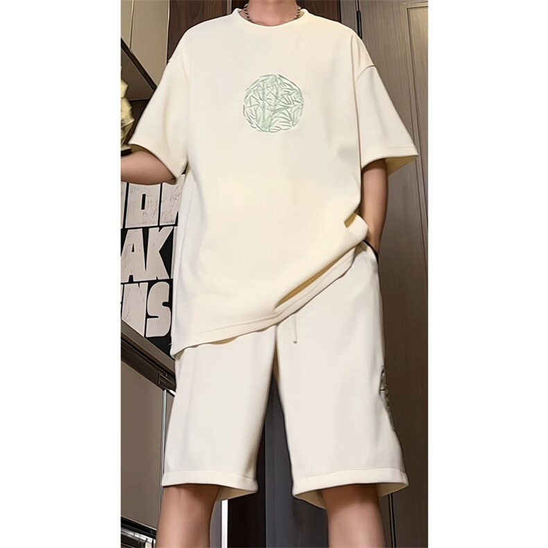 量大优供视频菠萝格套装刺绣短袖男大码M-5XTX27-特P23,男装休闲套装,电商B325