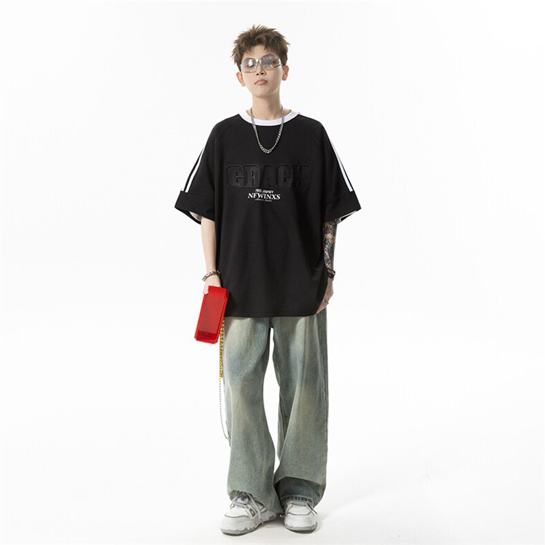现货904-2-XT214-P38控58凹凸印设计感短袖t恤男宽松半袖260克,男装T恤,星座904-2