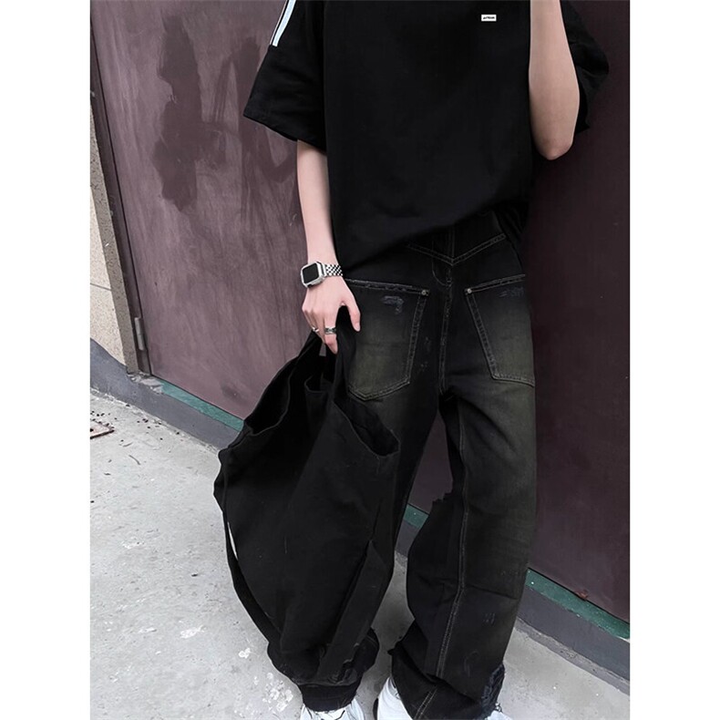 抖音得物品质夏季美式高街纯棉三条杠织带男女短袖T恤ZD588特25,男装T恤,电商A486-1