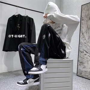 泼墨扎染高级感牛仔裤男高街美式hiphop欧美炸街裤子N1320-p48
