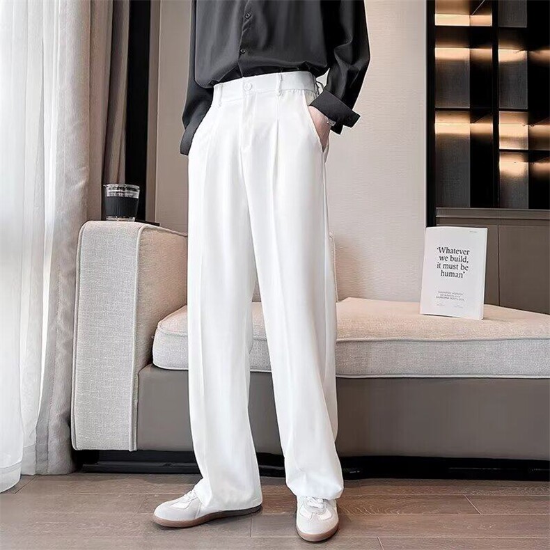 男士夏季薄款垂感冰丝西裤直筒宽松西装裤休闲长裤K09，男装休闲裤，星座1116A-2（原606A-1）