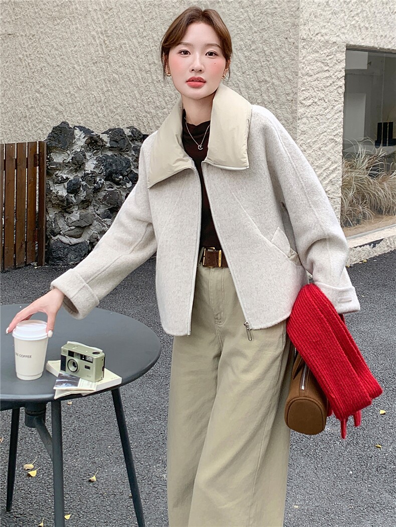 2025秋冬新款羊毛双面呢大衣女外套,女装双面呢大衣,曼娅璐