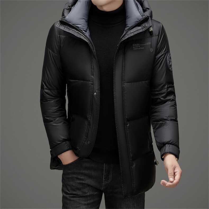 新款冬季羽绒服中长款羽绒服帅气时尚保暖休闲连帽高级外套男,男装羽绒服,钱塘6003（原4033）