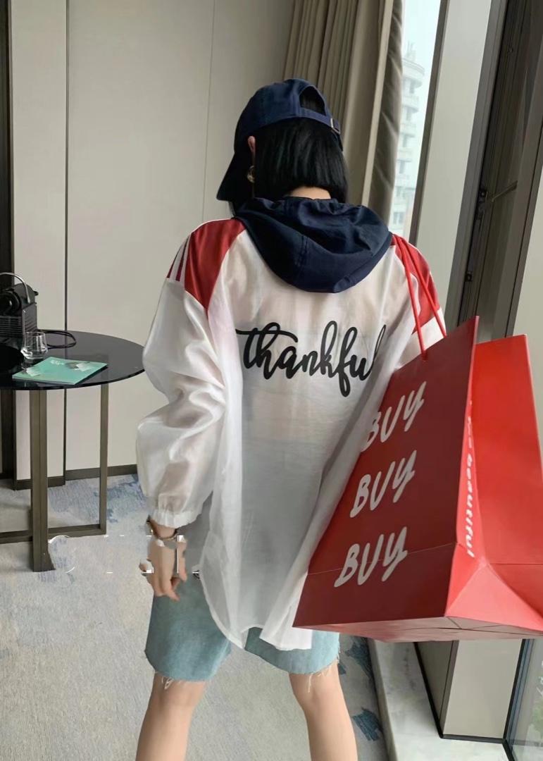 时尚撞色连帽百搭洋气防晒衫,女装其它,L·H·X