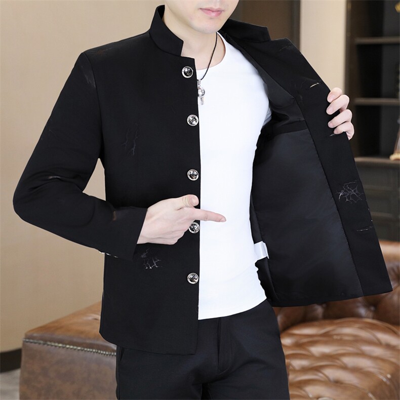XF508-P80男士印花小西装男韩版修身立领中山装休闲西服薄款,男装西服,星座507A（原星座306B-2）