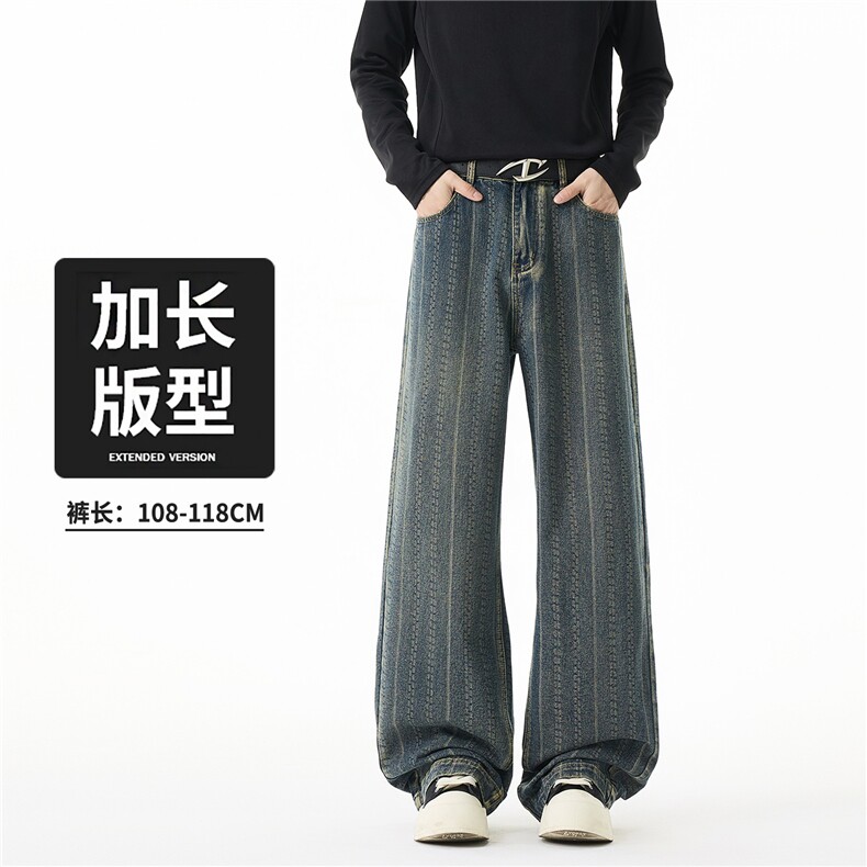 2025新款美式潮牌宽松直筒重工水洗闲牛仔情侣长裤K8007/ P53图片