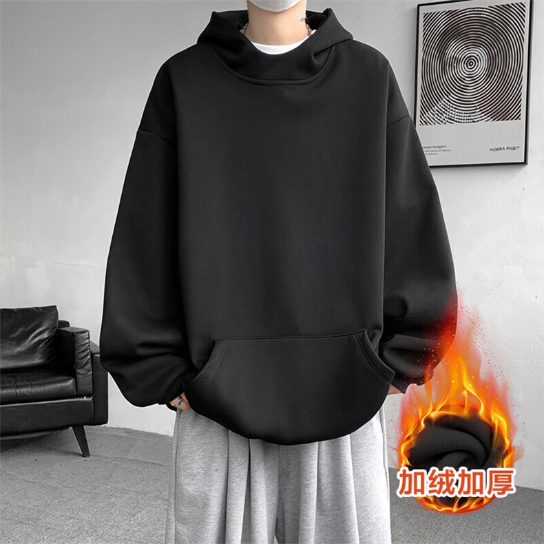 8XL-M连帽卫衣硬挺连帽卫衣男美式复古重磅帽衫加绒外套WY9105P68图片