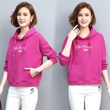 连帽刺绣卫衣2021春季新款休闲运动卫衣上衣，女装卫衣/绒衫，独衣靓