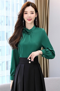 木耳边拼接长袖衬衣2023年夏季新款长袖套头花边领休闲衬衫女7821图片