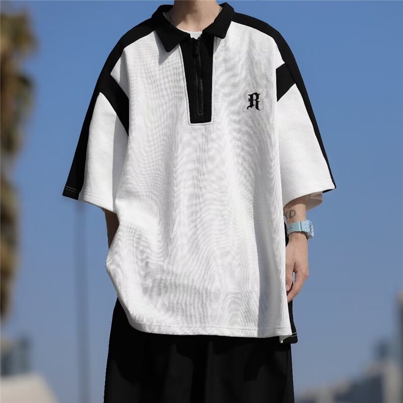 Polo衫男短袖韩版潮流拼色字母刺绣2023夏季新款ins体恤WB073-P30,男装Polo衫,星座412-3