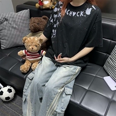 万针全刺绣工艺抖音得物高品质260克重磅纯棉双纱美式高街短袖T恤，男装T恤，电商A486
