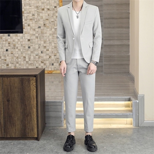 T2201-P130 2025秋季时尚男士纯色西服西裤两件套装图片