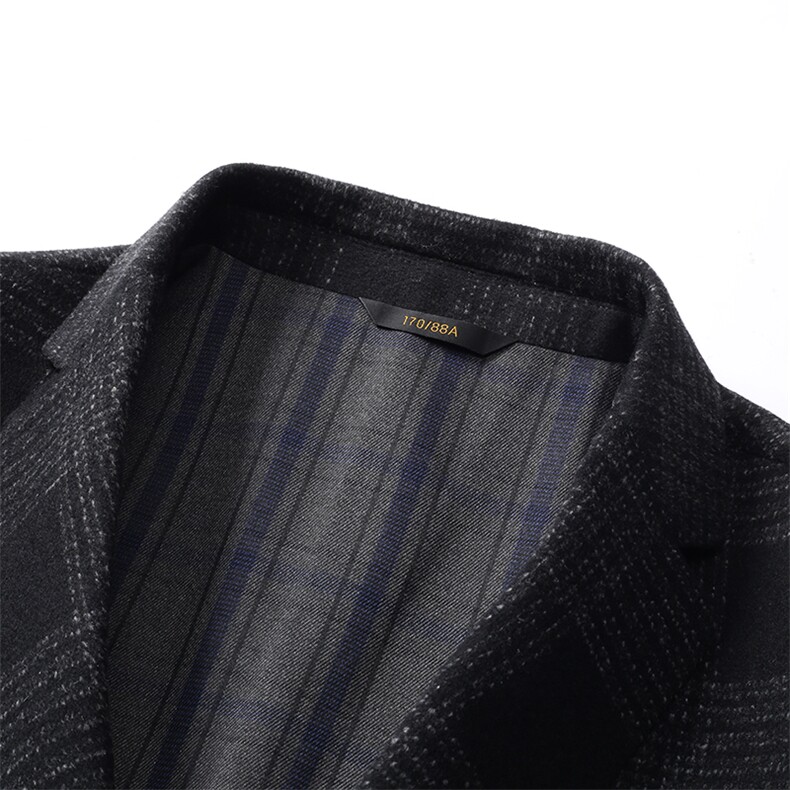 羊毛双面呢风衣时尚男新款中年冬季商务休闲外套上衣HM8739-P335,男装毛呢大衣,电商B212（原钱塘6029）
