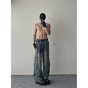 高质量美式复古大口袋牛仔裤ZK0245-P55