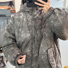 港风加绒加厚新中式棉衣棉服连帽盘扣面包服棉袄外套【G1616-P95，男装棉衣，星座207