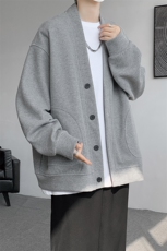8XL-M羊羔绒开衫卫衣外套男秋冬季V领加绒加厚长袖上衣服KS001P58，男装卫衣，电商B312