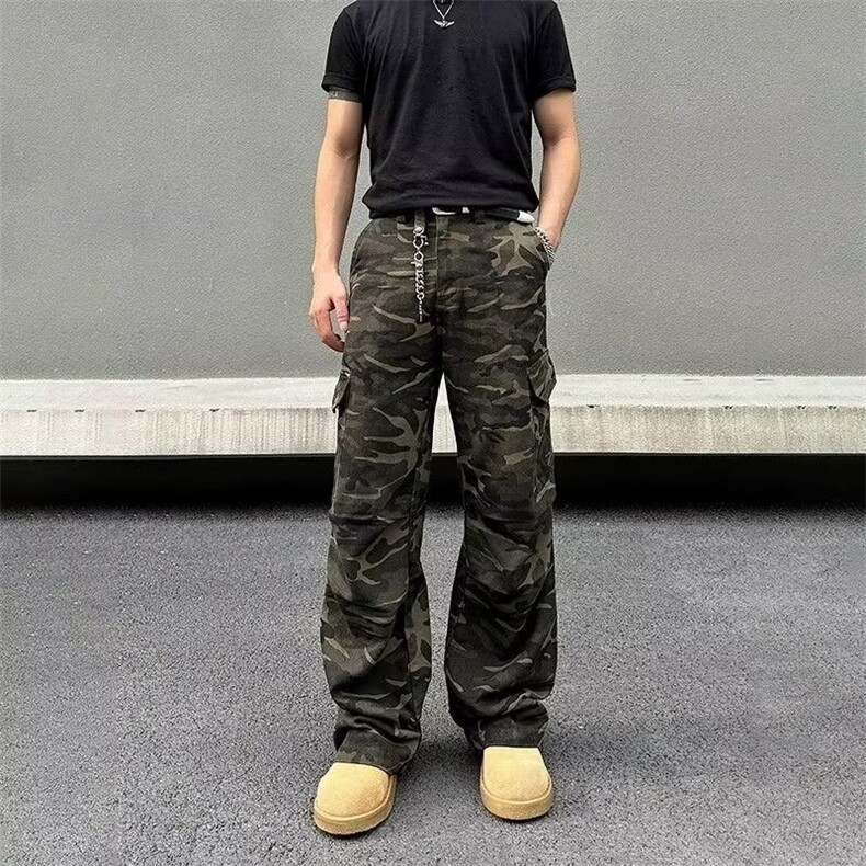 A119-P48 美式复古迷彩工装裤男款潮流街头宽松直筒图片