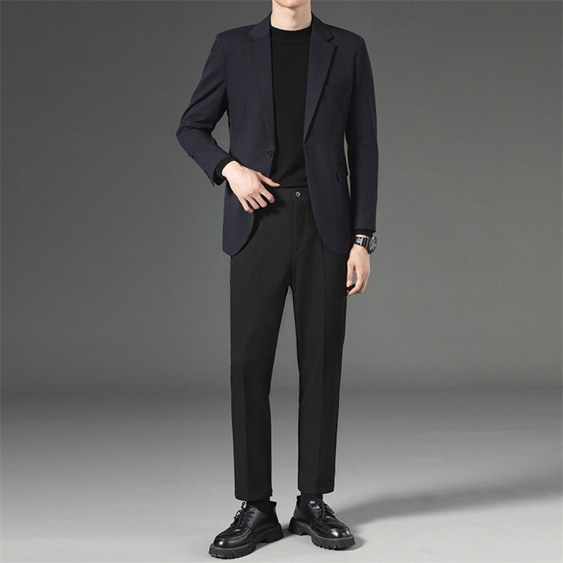 西装套装男坠感秋季修身西裤男士休闲裤子韩版潮流西服外套三件套，男装西服套装，星座505-2（原电商A260-1)